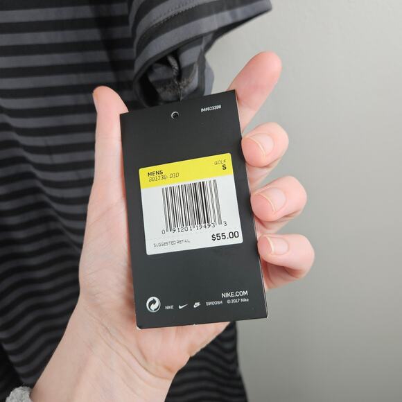 Nike Dri-Fit Striped Golf Polo Black Grey Activewear Mens Size S - Picture 4 of 9